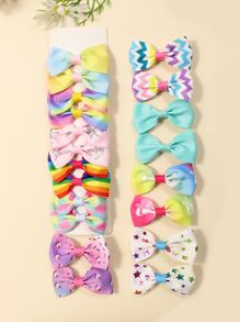 20pcs Girls' Multicolor Bow Hair Clips - Green - View 3