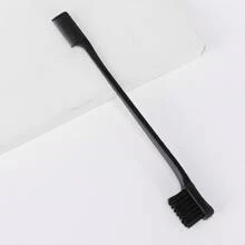 1入組雙面邊緣控制髮刷，2合1染色髮刷，梳理髮型塑造修容，邊緣控制拋光梳，女性女孩造型工具，適用於所有嬰兒頭髮修飾 - 黑色 - 查看 2