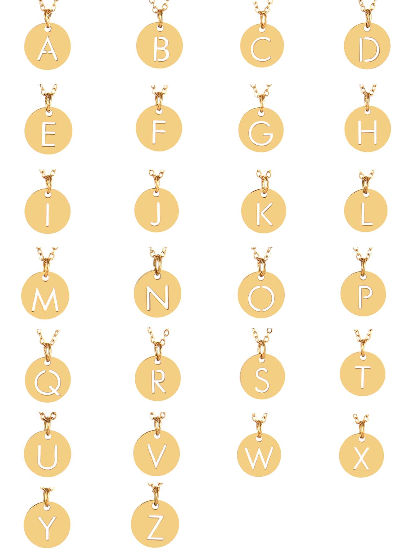 女士不锈钢字母项链 首字母名字项链 情侣饰品 女孩 - 金黃色 - 查看 4