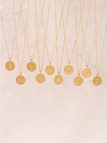 女士不锈钢字母项链 首字母名字项链 情侣饰品 女孩 - 金黃色 - 查看 8