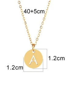女士不锈钢字母项链 首字母名字项链 情侣饰品 女孩 - 金黃色 - 查看 2