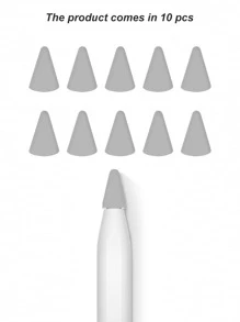 10pcs Silicone Stylus Pen Tip Case Compatible With Apple Pencil - Grey - View 5