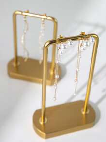 1 Piece Of Light Luxury Metal Jewelry Display Rack, Earring Display Rack, Simple Earring Display Prop, Jewelry Storage Rack Gifts For Women - Gold - View 6