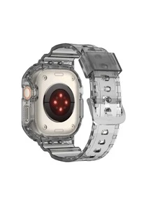 1pc Unisex Transparent Tpu Smart Watch Band Compatible With Apple Watch Band 40mm, 41mm, 44mm, 45mm; Compatible With Apple Watch Series Ultra/se/8/7/6/5/4 - Black - View 2