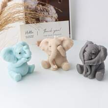 大象形狀蠟燭和肥皂製作矽膠模具,可愛動物石膏工藝工具,家庭裝飾禮品 - 白色 - 查看 4