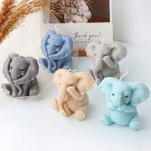 大象形狀蠟燭和肥皂製作矽膠模具,可愛動物石膏工藝工具,家庭裝飾禮品 - 白色 - 查看 3