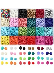 2400入組4mm玻璃珠手鍊製作成套工具適用於首飾類和工藝帶彈性燈芯絨,鉗和配件DIY材料 - 彩色 - 查看 6