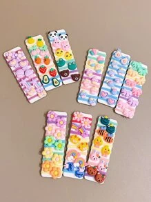 90入組女孩甜美卡通糖果色拇指髮帶 - 彩色 - 查看 6