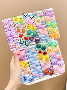 90入組女孩甜美卡通糖果色拇指髮帶 - 彩色 - 查看 3