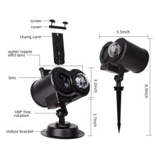 FORKODA Christmas Projector Lights, Remote Control 2-in-1 HD LED, 16 Slides 10 Colors (Ocean Wave & Patterns) Waterproof Indoor Outdoor Lights for Holiday Xmas Party Garden Landscape Decorations