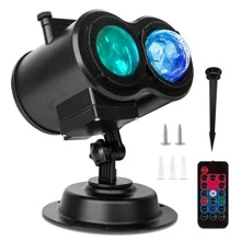 FORKODA Christmas Projector Lights, Remote Control 2-in-1 HD LED, 16 Slides 10 Colors (Ocean Wave & Patterns) Waterproof Indoor Outdoor Lights for Holiday Xmas Party Garden Landscape Decorations
