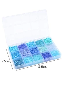 15-compartment Blue Bead Storage Box With Hole For Diy Bracelet & Necklace Jewelry Making - Blue - View 4