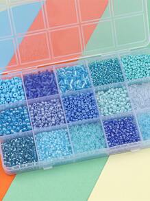 15-compartment Blue Bead Storage Box With Hole For Diy Bracelet & Necklace Jewelry Making - Blue - View 3