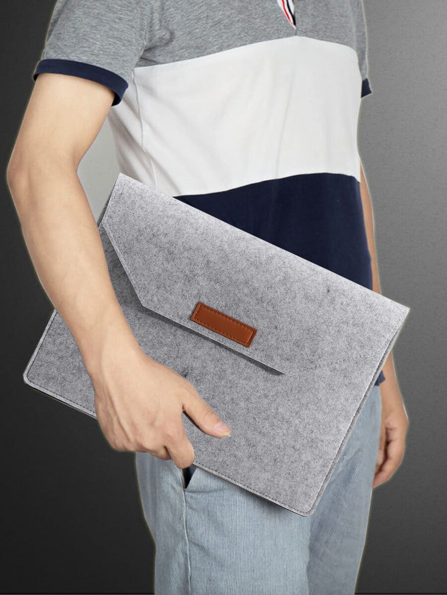 15.6 Inch Wool Felt Laptop Sleeve Bag Case For Air/Pro, Also Suitable For Matebook Or Power Mini Pack With Mouse Pad - Grey - View 1