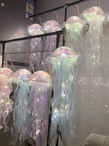 1pc, 3 Size Options (6cm), Mermaid Waves & Ruffle Trim Iridescent Fish Tail Veil Hair Accessory With Bowknot, Jellyfish Light Toy, Cake Packaging Ribbon, Diy Laser Gradient Lace Decoration Material,Christmas - White - View 6