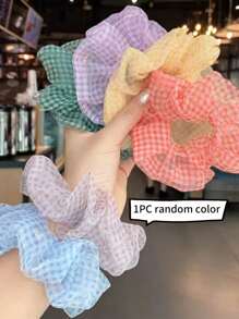 1pc Women Random Plaid Pattern Fashion Hair Tie - Multicolor - View 1