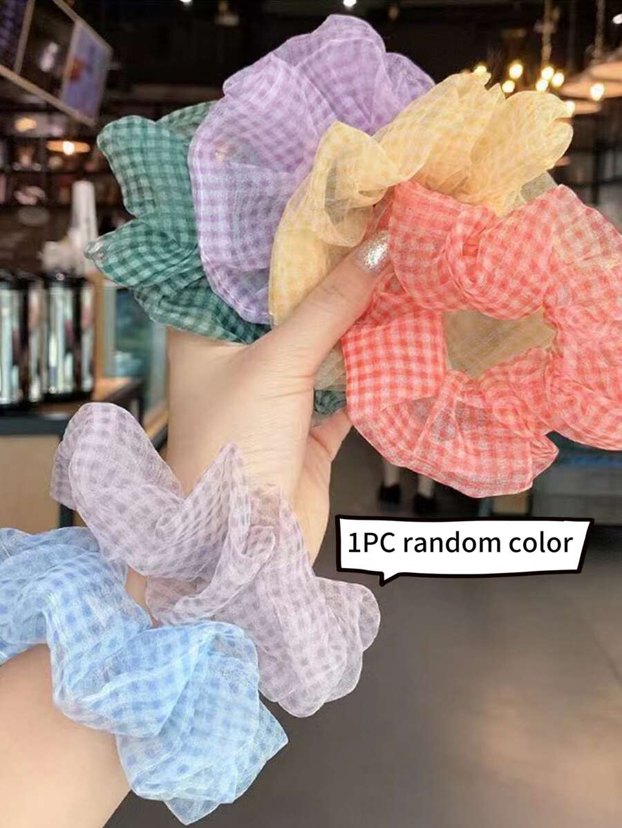 1pc Women Random Plaid Pattern Fashion Hair Tie - Multicolor - View 1