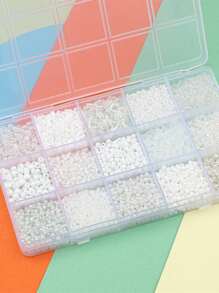 15格白色裝飾釘珠帶洞適用於珠寶製作DIY手環項鍊工藝 - 白色 - 查看 3