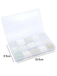 15格白色裝飾釘珠帶洞適用於珠寶製作DIY手環項鍊工藝 - 白色 - 查看 4