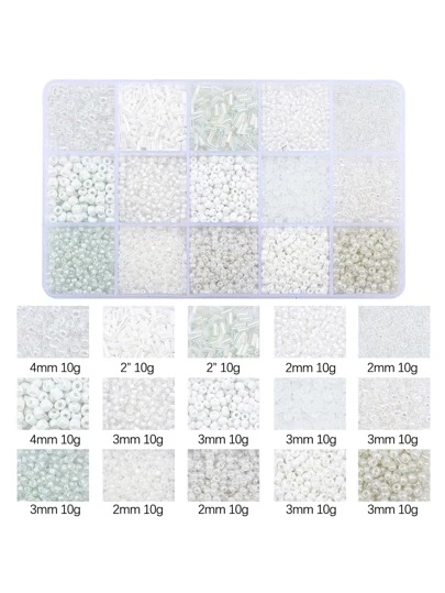 15格白色裝飾釘珠帶洞適用於珠寶製作DIY手環項鍊工藝