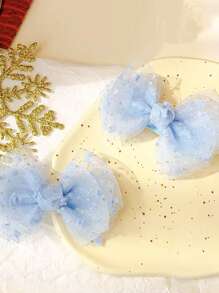 2pcs Blue Bow Hair Clip - Blue - View 5