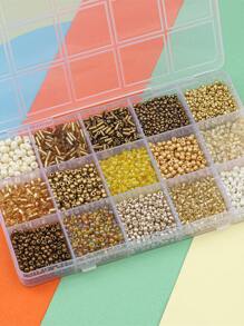 15格裝飾黃色珠子抹胸帶洞適用於手工手環項鍊珠寶製作