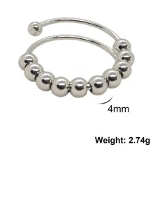 1入組不銹鋼旋轉環，帶十個旋轉珠子，可調節尺寸，減輕壓力，男女時尚首飾，2023年禮物 - 銀色 - 查看 6