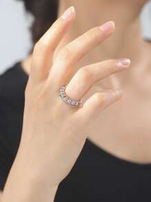 1入組不銹鋼旋轉環，帶十個旋轉珠子，可調節尺寸，減輕壓力，男女時尚首飾，2023年禮物 - 銀色 - 查看 3