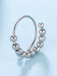 1入組不銹鋼旋轉環，帶十個旋轉珠子，可調節尺寸，減輕壓力，男女時尚首飾，2023年禮物 - 銀色 - 查看 5