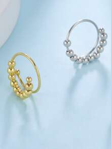 1入組不銹鋼旋轉環，帶十個旋轉珠子，可調節尺寸，減輕壓力，男女時尚首飾，2023年禮物 - 銀色 - 查看 1