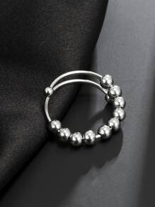 1入組不銹鋼旋轉環，帶十個旋轉珠子，可調節尺寸，減輕壓力，男女時尚首飾，2023年禮物 - 銀色 - 查看 2