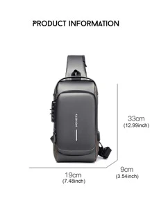 男士包单肩斜挎包多功能运动挂胸背包胸包，旅行包，运动包，商务包，书包，背包 - 灰色 - 查看 3