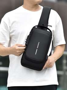 男士包单肩斜挎包多功能运动挂胸背包胸包，旅行包，运动包，商务包，书包，背包 - 黑色 - 查看 8