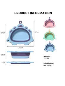 嬰兒洗臉盆,便攜式兒童洗屁股盆耐用洗腳盆可愛的嬰兒小桶加厚洗澡桶帶掛鉤孔,適用於嬰兒兒童旅行家庭 - 粉色 - 查看 4