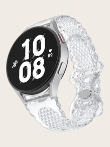 Dây đeo viền hoa hình lưỡi liềm trong suốt Tpu thời trang Tương thích với Samsung Galaxy Watch 4/5/6 - Trong sáng - Xem 1