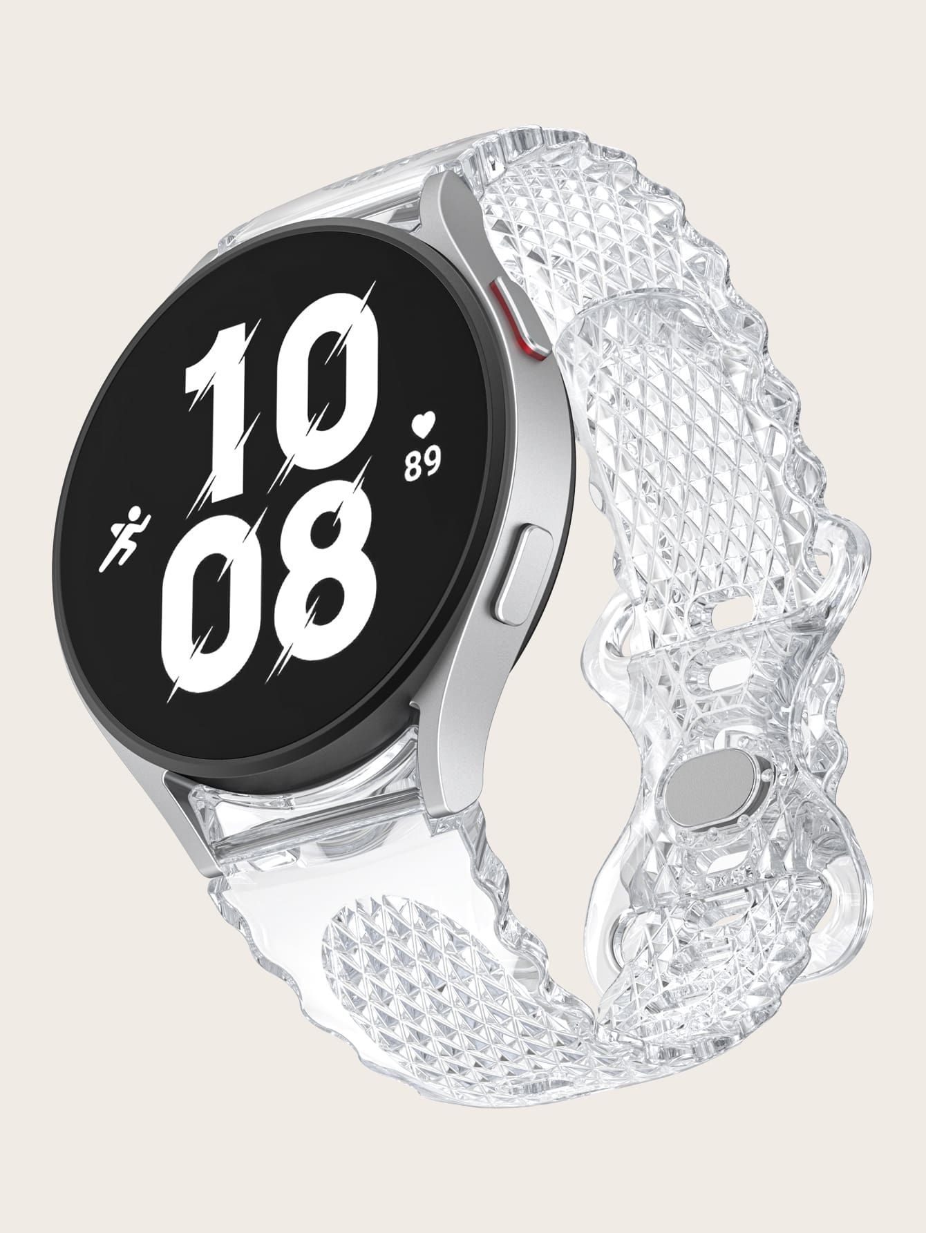 Dây đeo viền hoa hình lưỡi liềm trong suốt Tpu thời trang Tương thích với Samsung Galaxy Watch 4/5/6 - Trong sáng - Xem 1