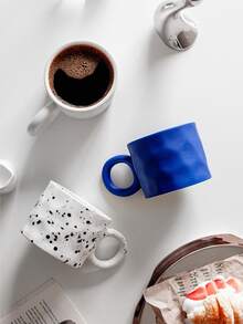 1 taza de arcilla azul marino, taza de cerámica para el desayuno con diseño creativo para café - Blanco y Negro - Ver 7