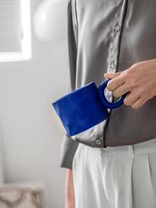 1 taza de arcilla azul marino, taza de cerámica para el desayuno con diseño creativo para café - Blanco y Negro - Ver 5