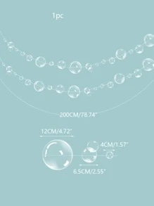 1入組白色PVC泡泡圈花環，帶美人魚和鮮花，適合派對裝飾、兒童淋浴和生日用品 - 無色 - 查看 3