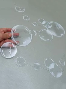 1入組白色PVC泡泡圈花環，帶美人魚和鮮花，適合派對裝飾、兒童淋浴和生日用品 - 無色 - 查看 4