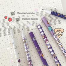 3pcs Cartoon Black Erasable Gel Pen, 0.5mm Creative Writing Pen, Stress Relief - Purple - View 8