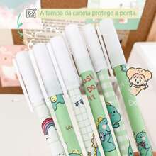 3pcs Cartoon Black Erasable Gel Pen, 0.5mm Creative Writing Pen, Stress Relief - Purple - View 6