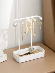 1pc Jewelry Organizer Hanging Holder For  Necklaces Rings Earrings Display Stand - White - View 2