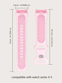 Dây đeo TPU trong suốt hình lưỡi liềm họa tiết hoa, tương thích với Samsung Galaxy Watch 4/5/6. - Hồng - Xem 3