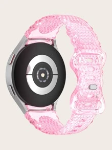 Dây đeo TPU trong suốt hình lưỡi liềm họa tiết hoa, tương thích với Samsung Galaxy Watch 4/5/6. - Hồng - Xem 2
