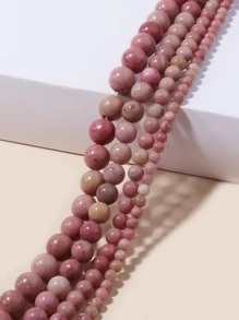 1pc Natural Stone Rhodonite Round Loose Beads 4 6 8 10 MM Fit DIY Charms Bracelet Earring Bead For Jewelry Making - Dusty Pink - View 7