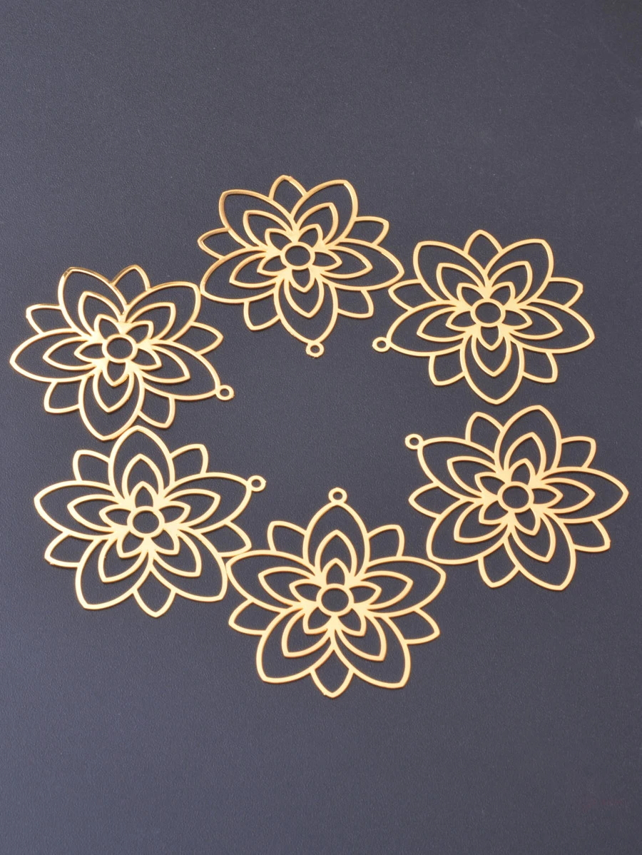 6入組花朵形狀耳環DIY首飾吊墜 - 金色 - 查看 1