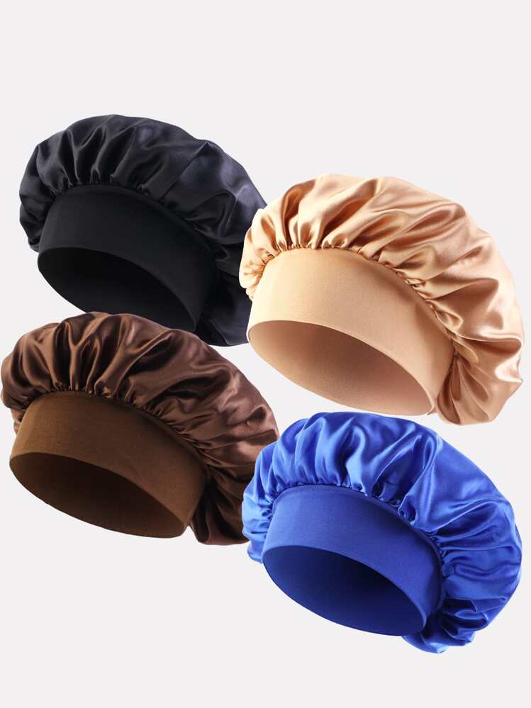 4入組女士多色寬檐髮帽，適用於日常使用的絲綢髮帽和緞面髮帽 - 彩色 - 查看 8
