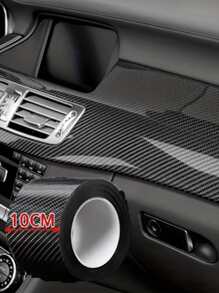 1PC Black Carbon Fiber Vinyl Wrap 10cm X 150cm - 6D Glossy Finish Universal Car Styling Film With High Flexibility | Car Accessories, Auto Exterior Styling, Car Wrap Vinyl, Carbon Fiber DIY, Vehicle Modification, Adhesive Car Film - Black - View 2