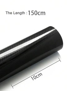 1PC Black Carbon Fiber Vinyl Wrap 10cm X 150cm - 6D Glossy Finish Universal Car Styling Film With High Flexibility | Car Accessories, Auto Exterior Styling, Car Wrap Vinyl, Carbon Fiber DIY, Vehicle Modification, Adhesive Car Film - Black - View 3